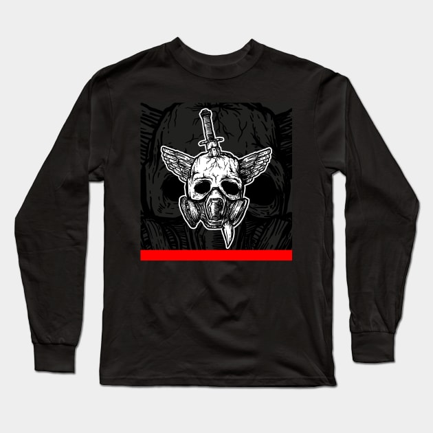 Tattoo style skull in gasmask Long Sleeve T-Shirt by ComPix